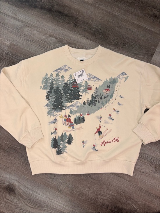 American Eagle Outfitters Sweaters - American Eagle Après Ski Graphic Sweatshirt Cream Size Small NWT